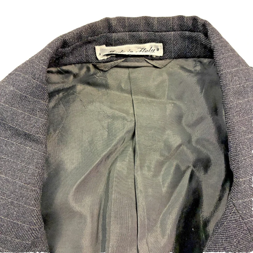 VTG Brioni Charcoal Gray Pinstripe Suit Jacket 40L 41L Italy Wool Designer